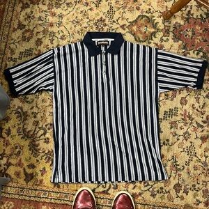 Konan, collared shirt, with Awesome stripped pattern.